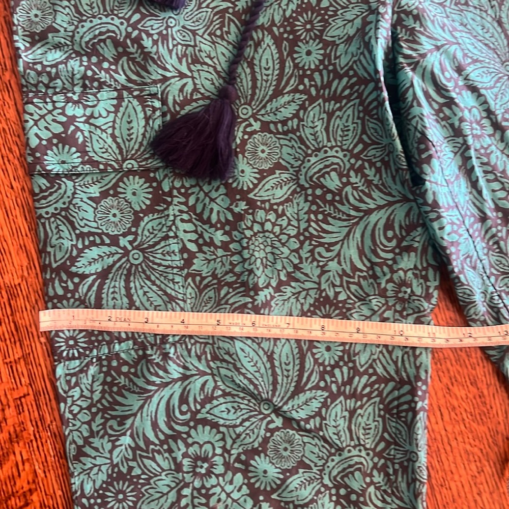 NWOT Sundance Vibrant Reef Pants Floral Scroll Turquoise Blue Purple SZ M 8-10 - Picture 6 of 16